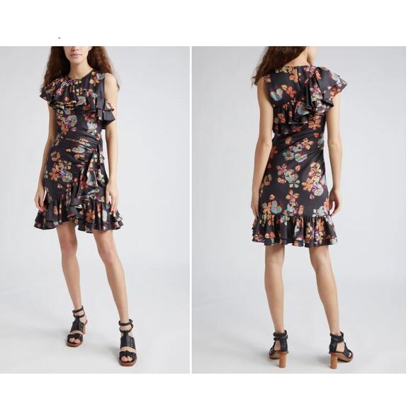 Ulla Johnson Candace Floral Silk Dress Size 0 - Picture 1 of 12